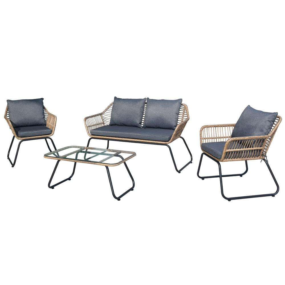 Lugano 2 Piece Patio Rattan Seating Set With Cushions