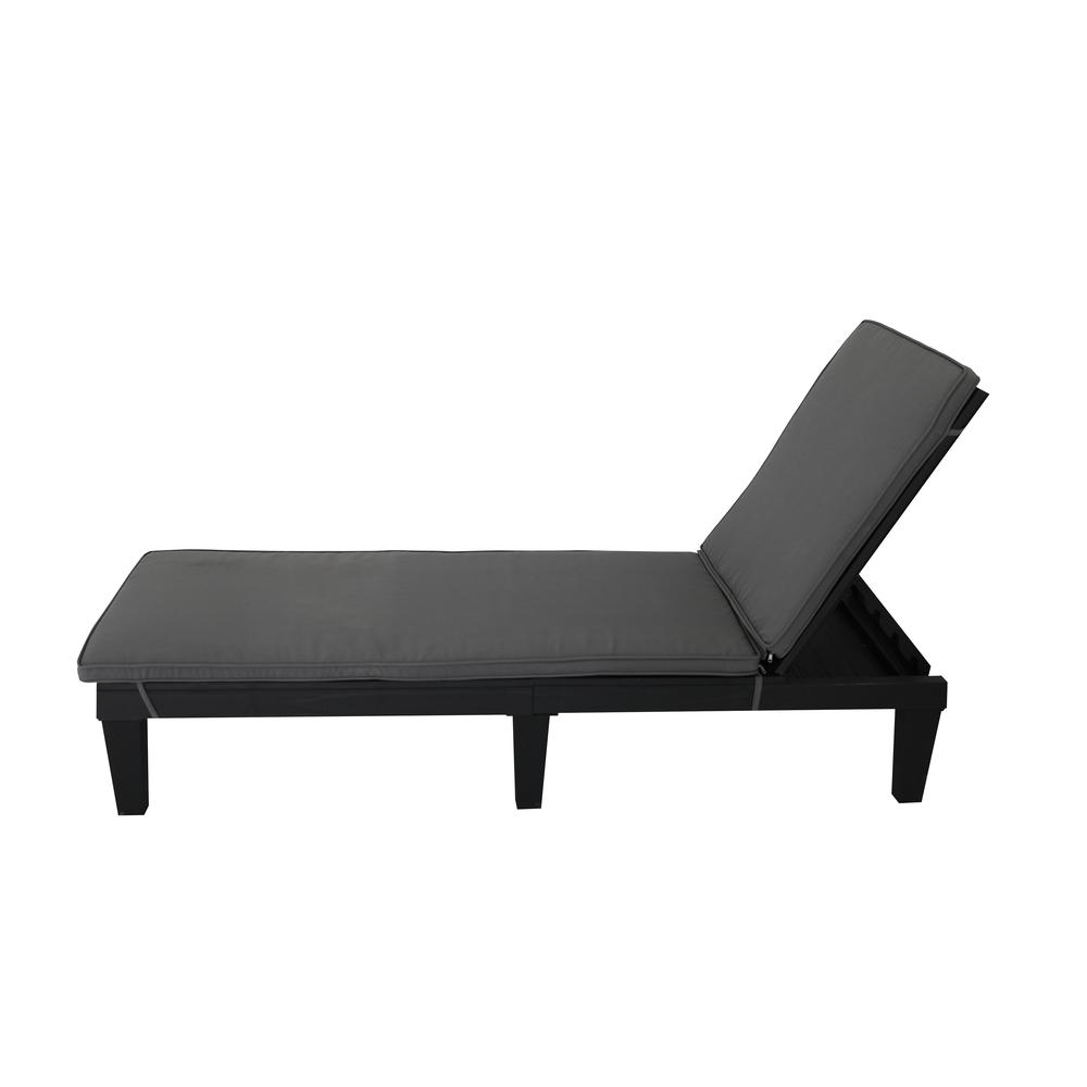 OSLO Patio Reclining Sun lounger Black with Grey Cushion