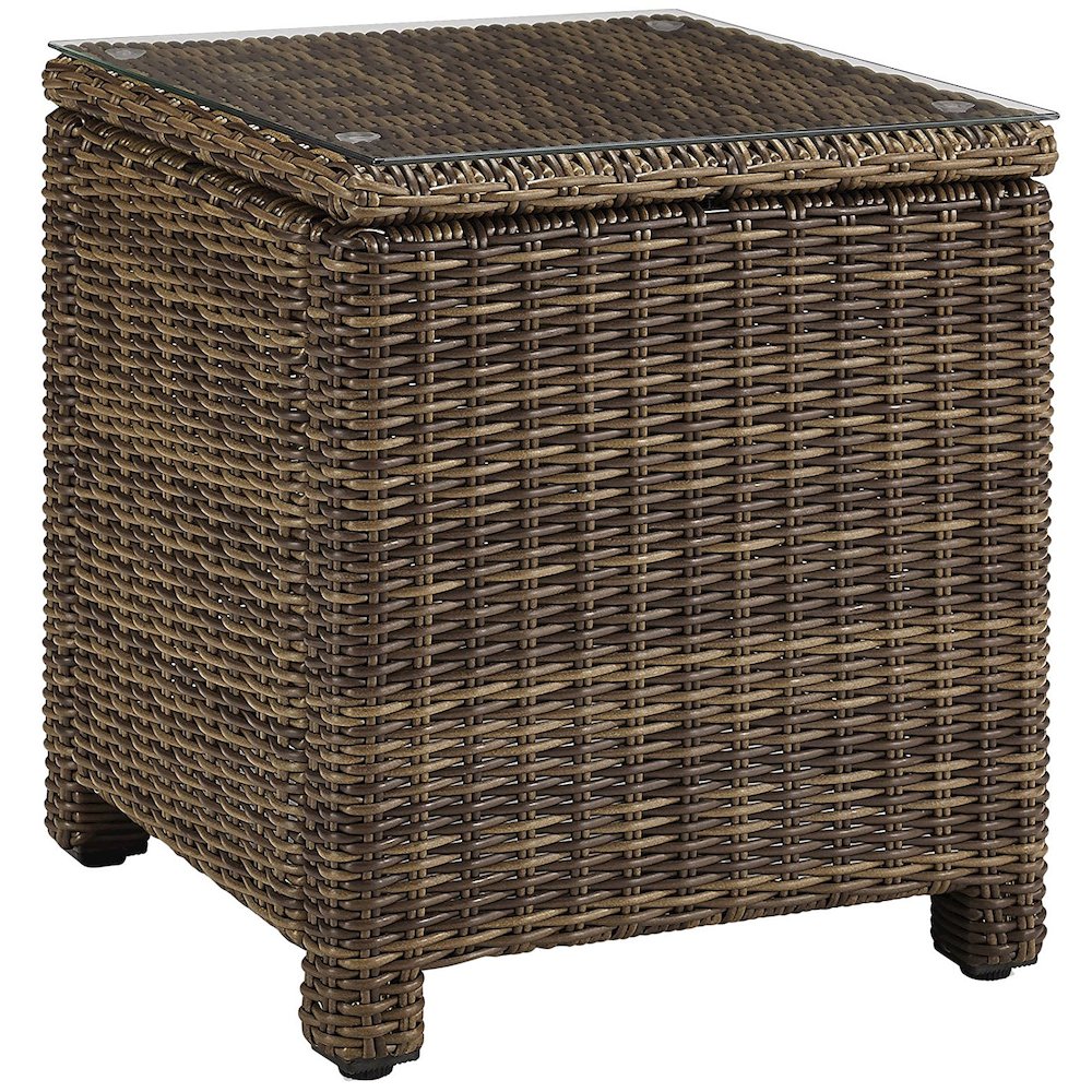 Bradenton Outdoor Wicker Rectangular Side Table Weathered Brown