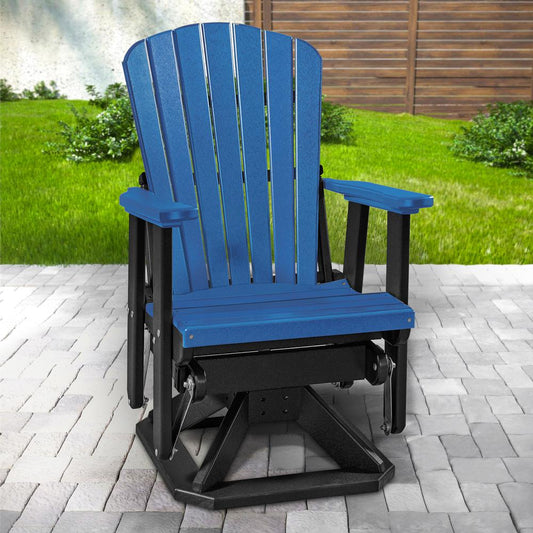 OS Home and Office Model 510BBK Fan Back Swivel Glider in Blue with a Black Base, Made in the USA