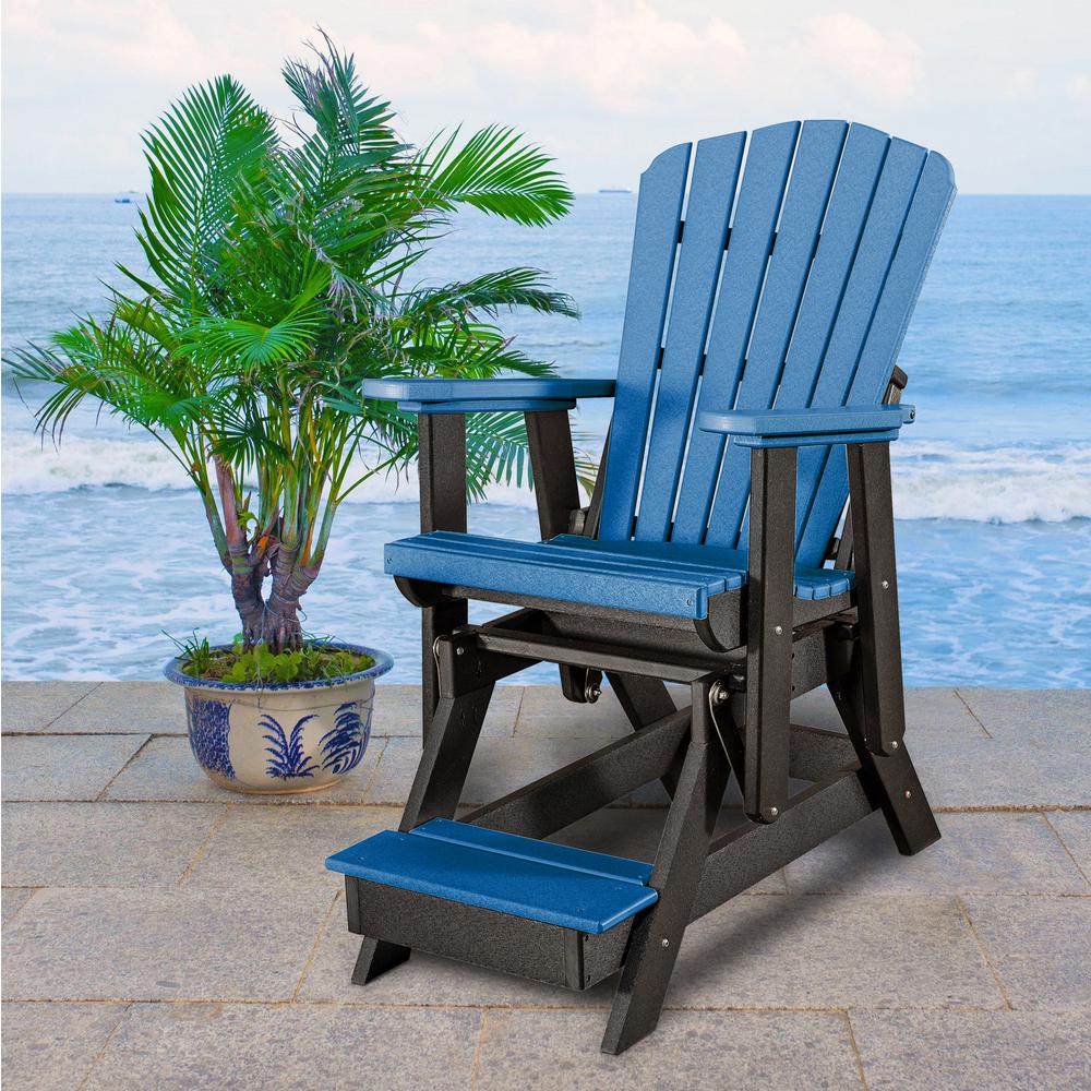 OS Home and Office Model 516BBK Fan Back Balcony Glider  in Blue with a Black Base, Made in the USA