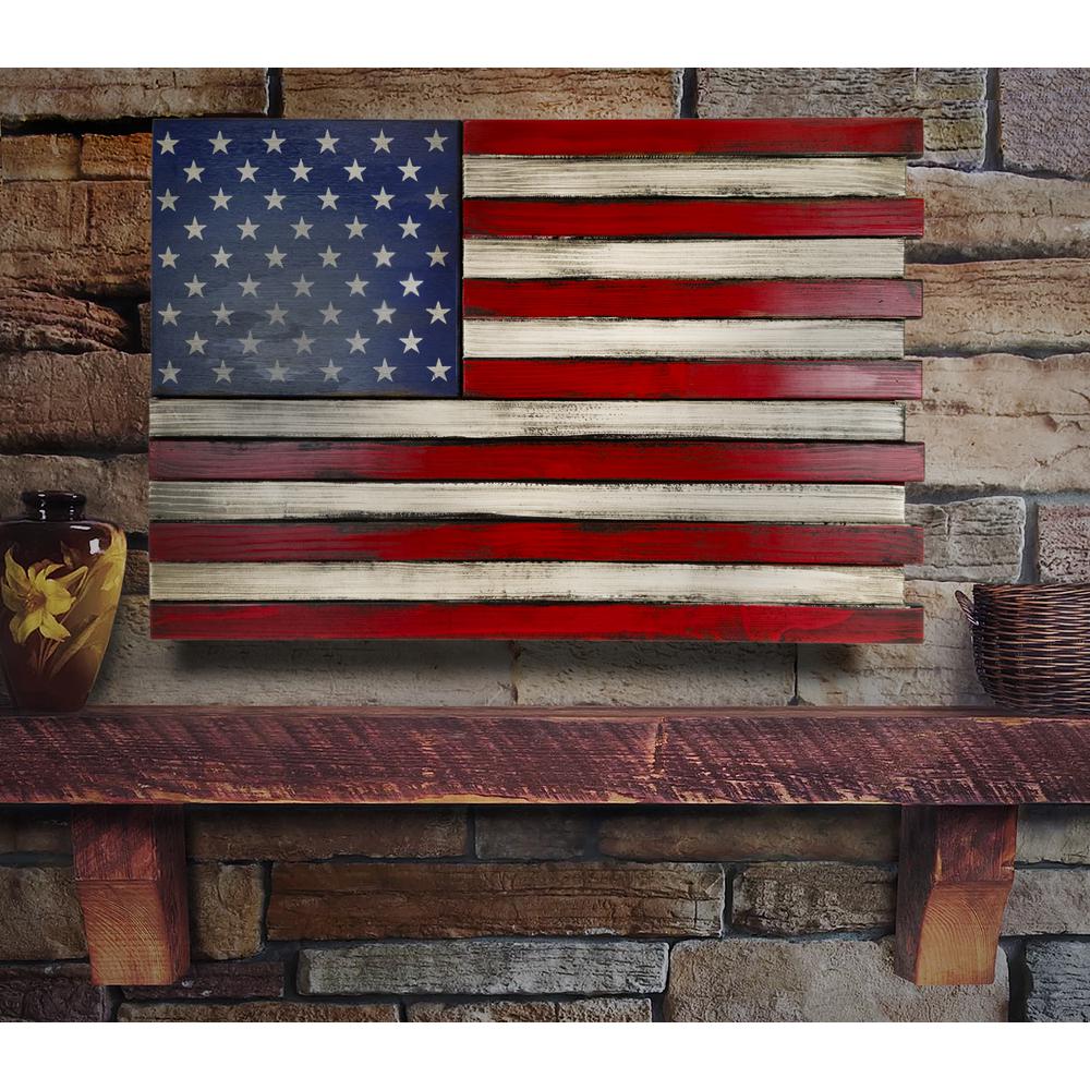 American Furniture Classics Model MINIRWB Mini American Flag Wall Display with Hidden, Locking Gun Concealment