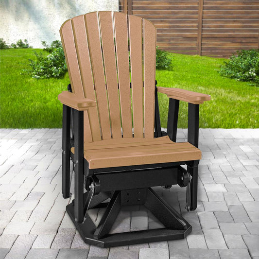 OS Home and Office Model 510CBK Fan Back Swivel Glider in Cedar with a Black Base, Made in the USA