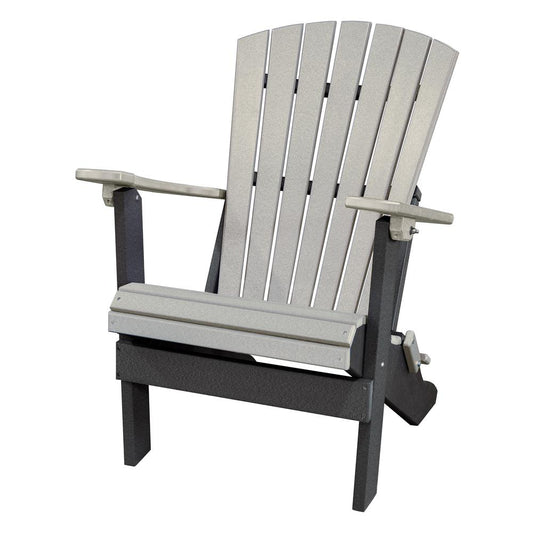 Fan Back Folding Adirondack Chair Made in the USA- Light Gray, Black