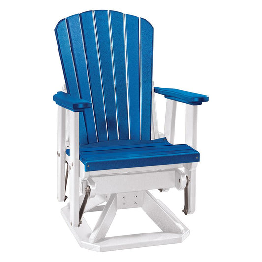 Fan Back Swivel Glider in Blue and White