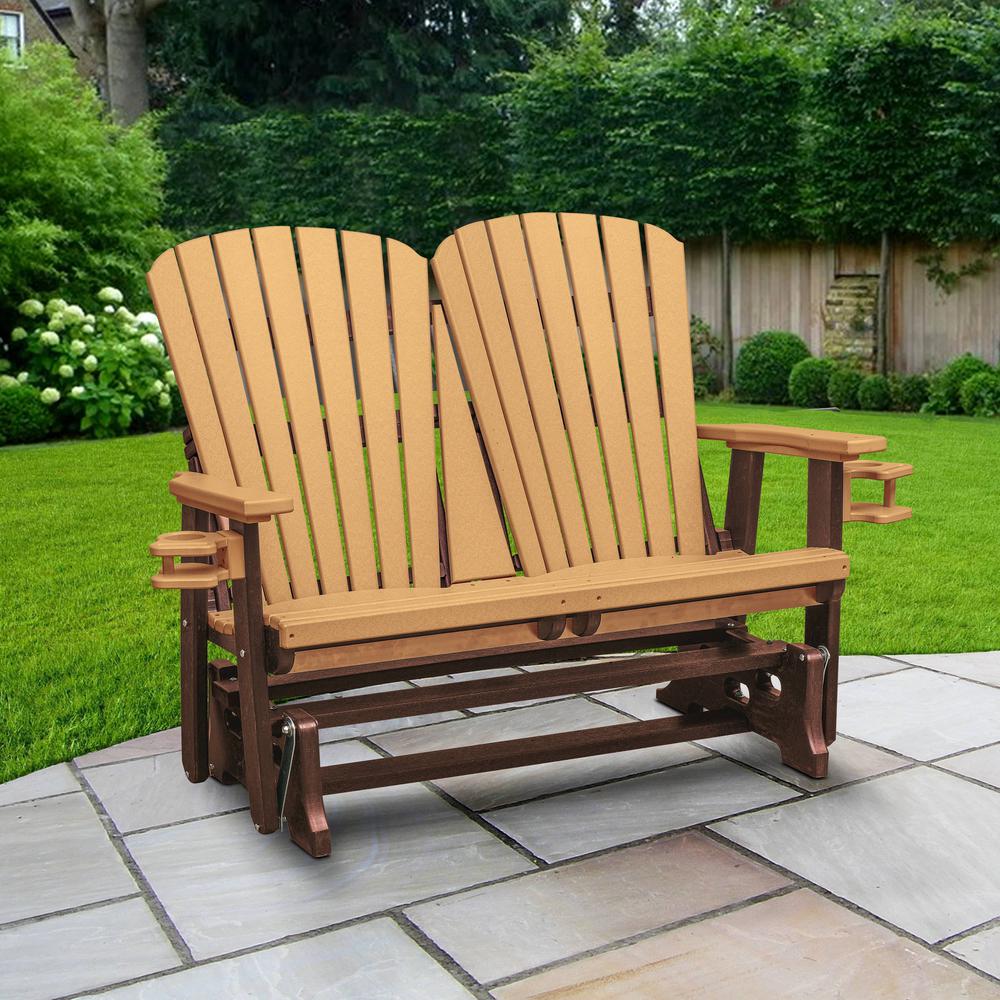 OS Home and Office Dual Fan Back Glider in Cedar with a Tudor Brown Base