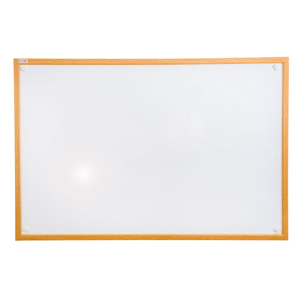 Viztex Lacquered Steel Magnetic Dry Erase Boards with an Oak Effect Surround (36"x24")