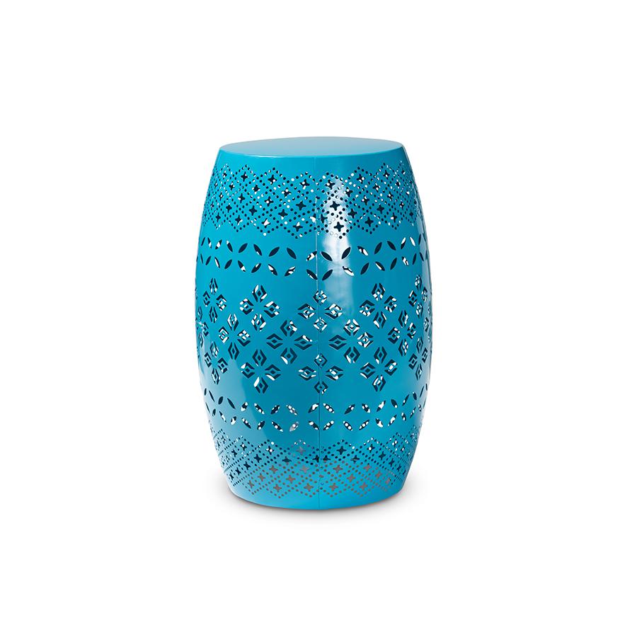 Lavinia Modern and Contemporary Blue Finished Metal Outdoor Side Table