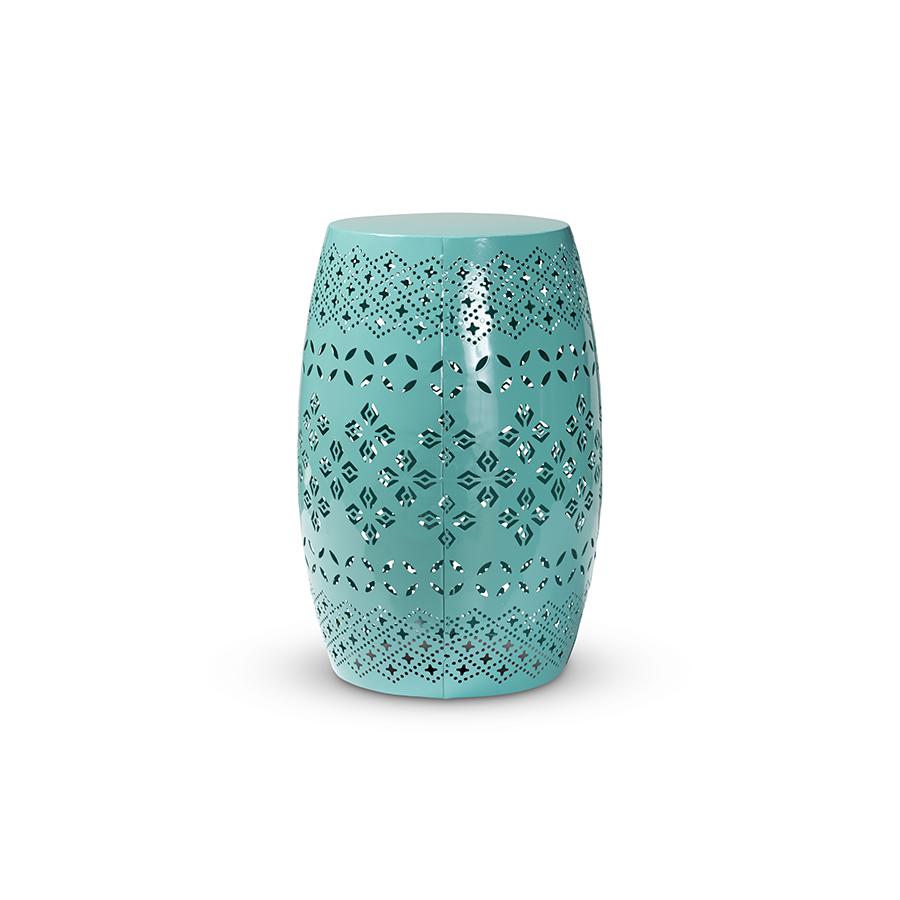 Lavinia Modern and Contemporary Teal Finished Metal Outdoor Side Table