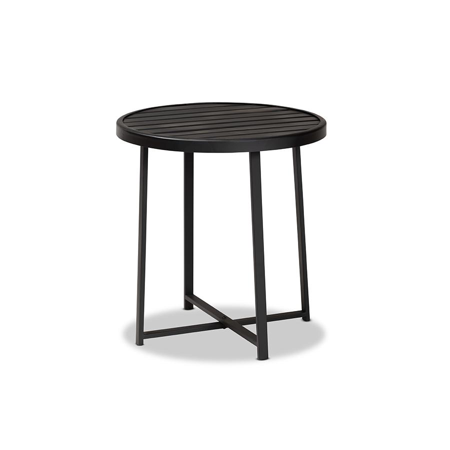 Baxton Studio Sadiya Modern Industrial Black Finished Metal Outdoor Side Table