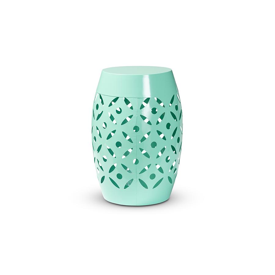 Hallie Modern and Contemporary Aqua Finished Metal Outdoor Side Table