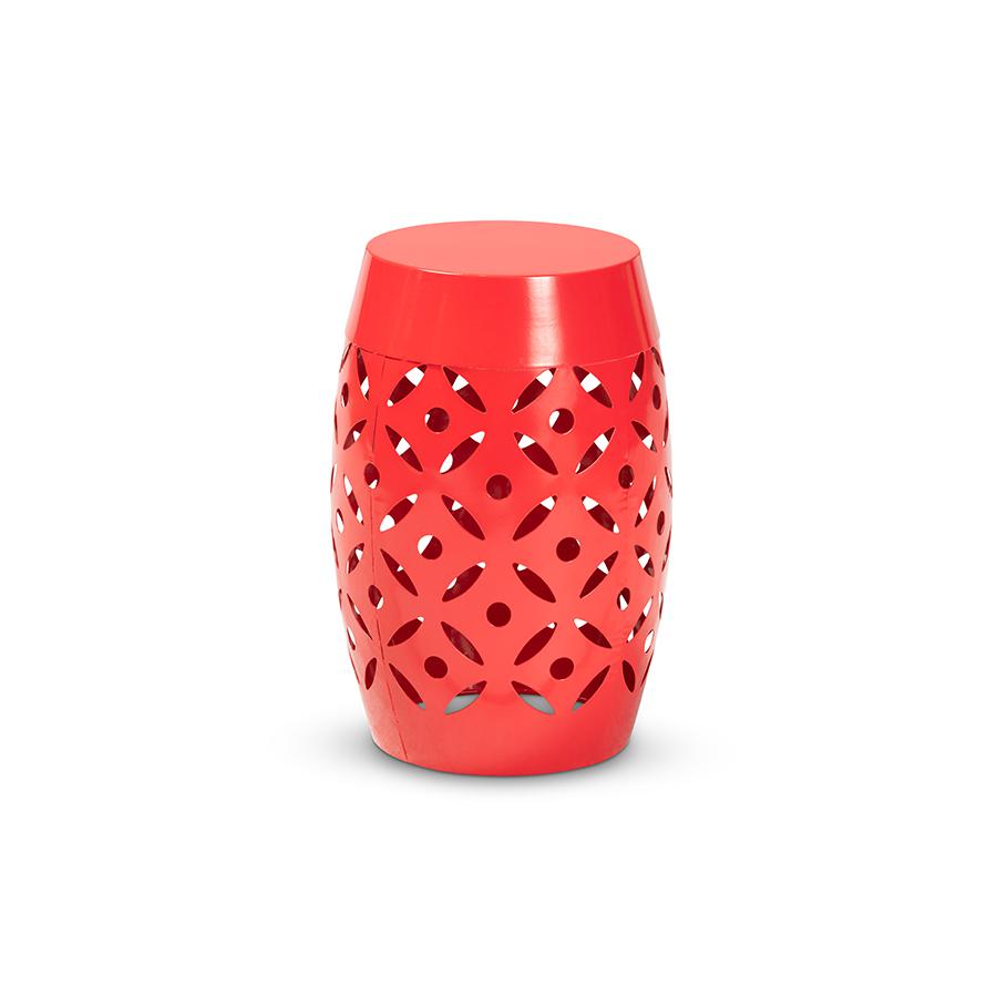 Hallie Modern and Contemporary Red Finished Metal Outdoor Side Table