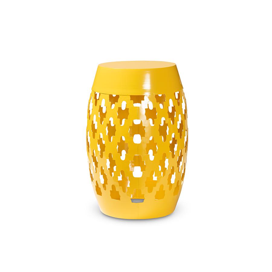 Branson Modern and Contemporary Yellow Finished Metal Outdoor Side Table