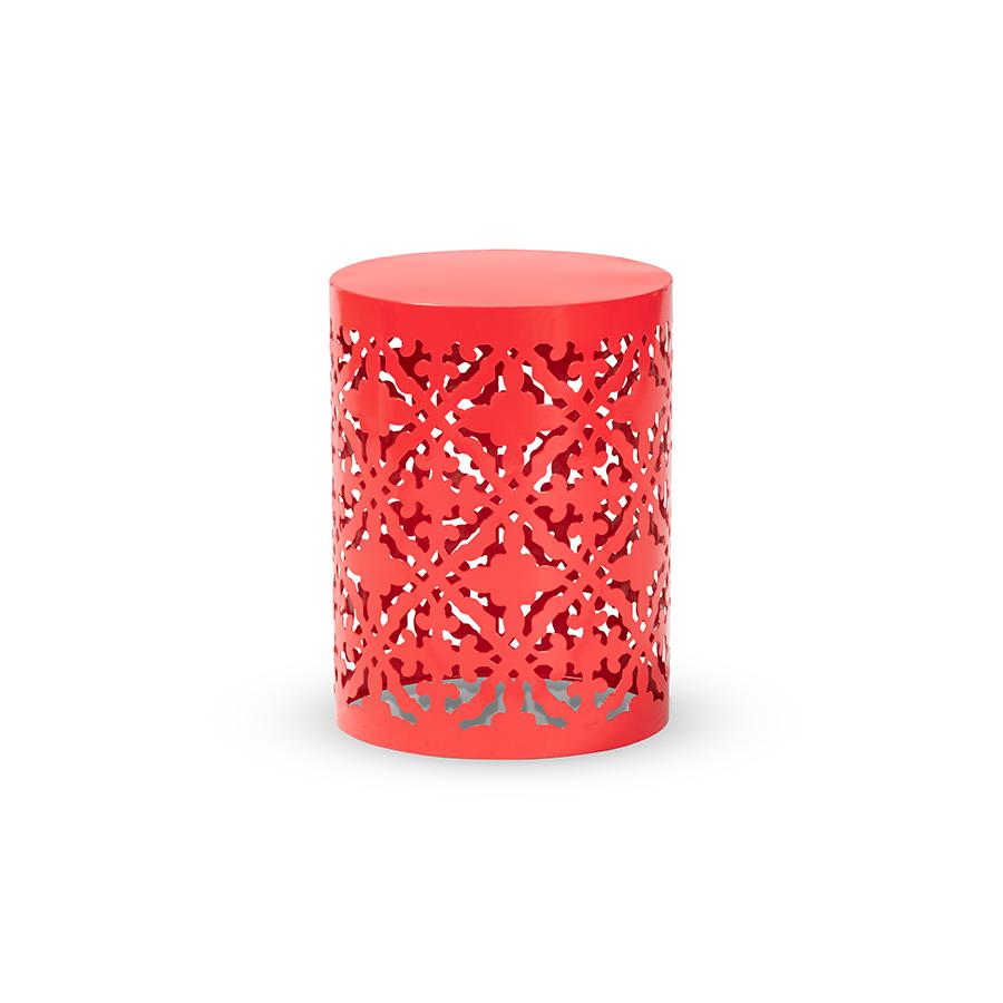 Jamila Modern and Contemporary Red Finished metal Outdoor Side Table