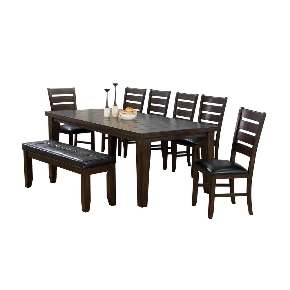 Urbana Side Chair (Set-2), Black PU & Espresso