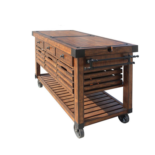 Kaif Kitchen Cart, Distressed Chestnut