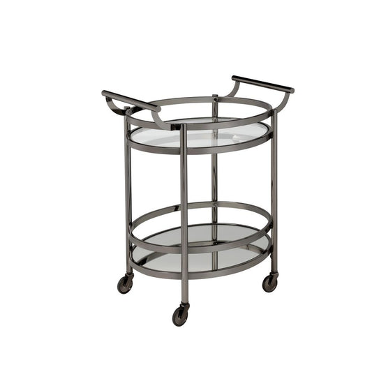 Lakelyn Serving Cart, Black Nickel & Clear Glass