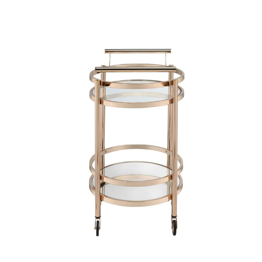 Lakelyn Serving Cart, Rose Gold & Clear Glass