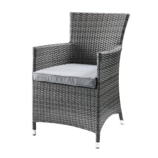 Tashelle 3Pc Patio Bistro Set, Gray Fabric & Gray Wicker