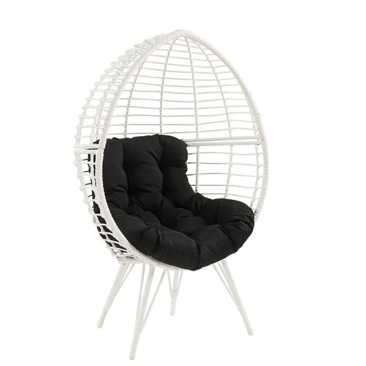 Galzed Patio Lounge Chair, Black Fabric & White Wicker (45109)