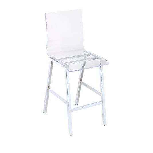 Nadie Counter Height Chair (Set-2), Clear Acrylic & Chrome