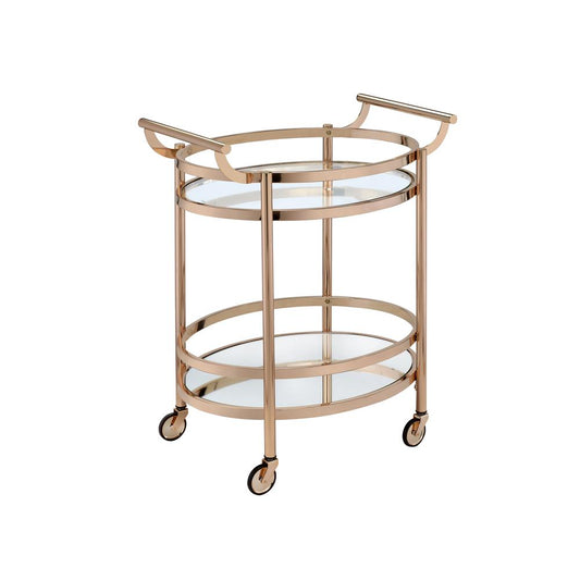 Lakelyn Serving Cart, Brushed Bronze & Clear Glass