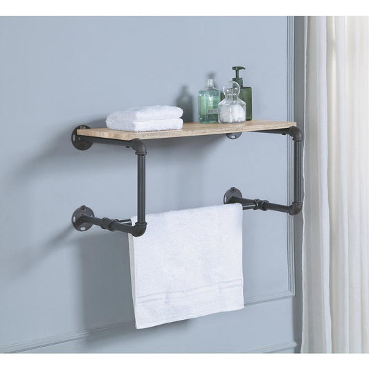 ACME Brantley Wall Rack, Oak & Sandy Gray Finish