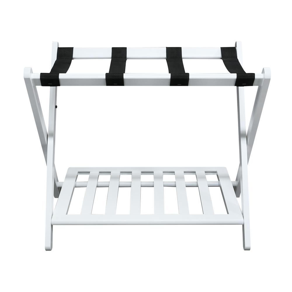 Luggage Rack with Shelf- White