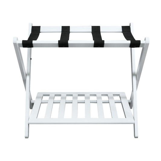 Luggage Rack with Shelf- White