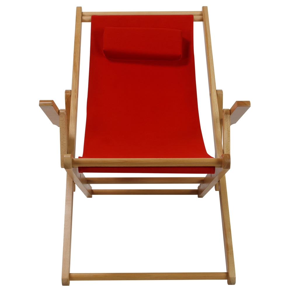 Sling Chair Natural Frame-Red Canvas