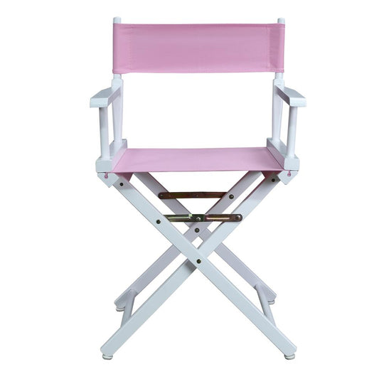 18" Director's Chair White Frame-Pink Canvas