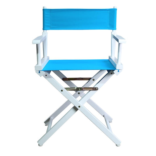 18" Director's Chair White Frame-Turquoise Canvas