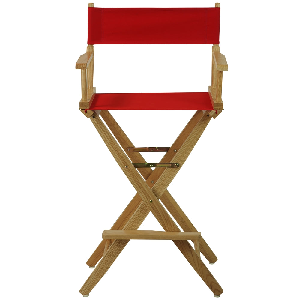 American Trails Extra-Wide Premium 30"  Directors Chair Natural Frame W/Red Color Cover