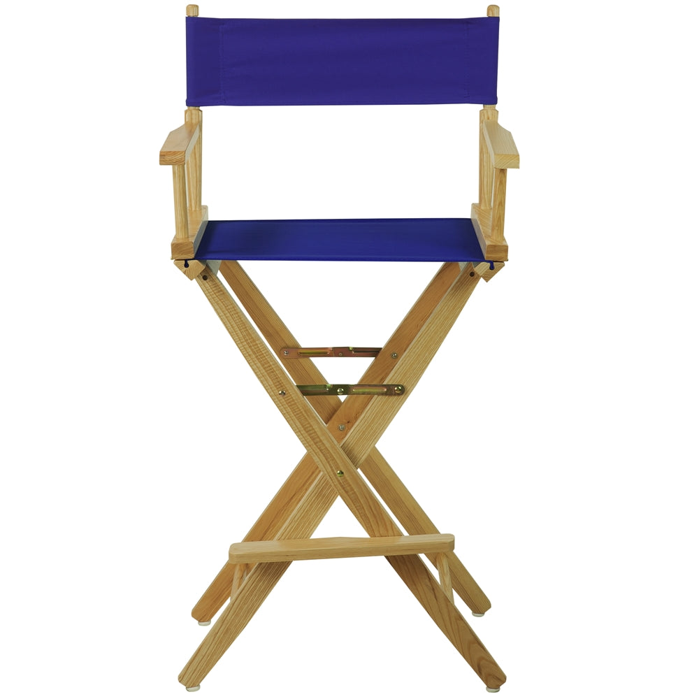 American Trails Extra-Wide Premium 30"  Directors Chair Natural Frame W/Royal Blue Color Cover