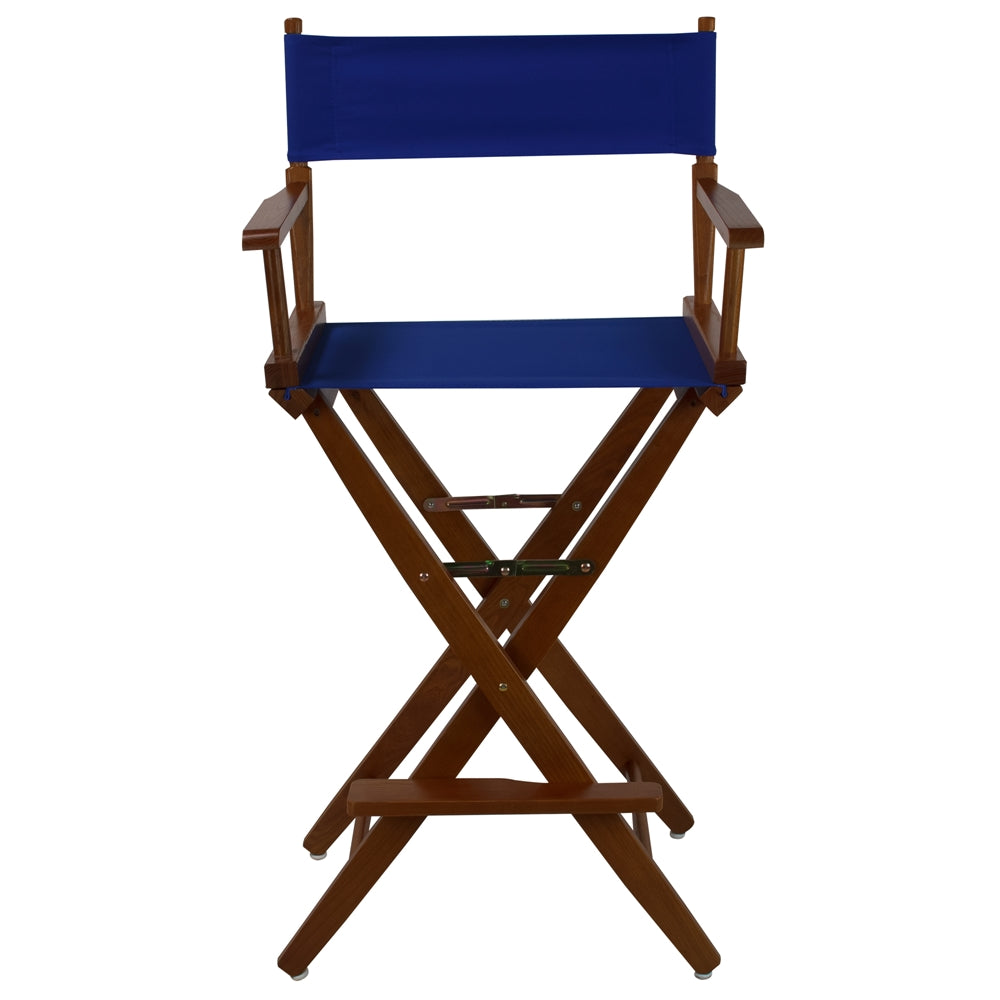 American Trails Extra-Wide Premium 30"  Directors Chair Mission Oak Frame W/Royal Blue Color Cover