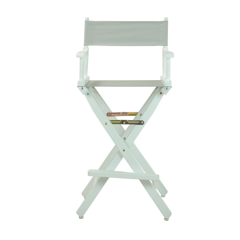 30" Director's Chair White Frame-Gray Canvas