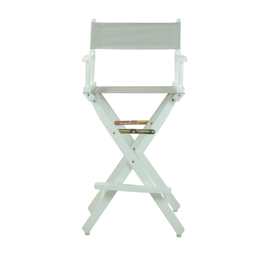 30" Director's Chair White Frame-Gray Canvas