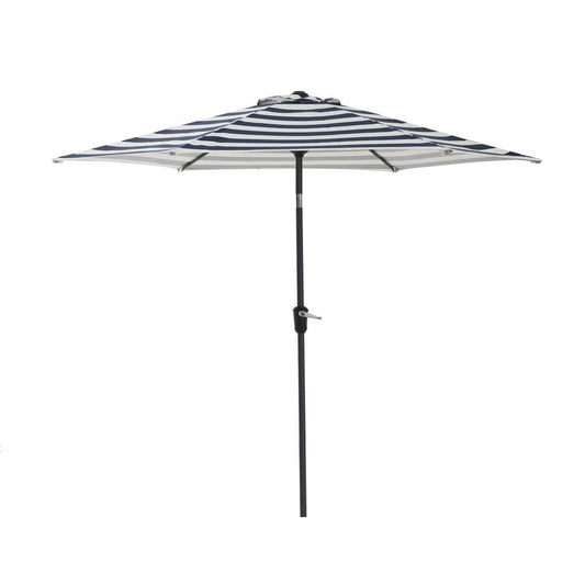 Sunjoy 9ft Patio Umbrella Outdoor Table Market Umbrella with Push Button Tilt, Crank Lift and 6 Sturdy Steel Ribs for Garden, Deck, Backyard, Pool, Navy