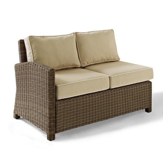 Bradenton Outdoor Wicker Sectional Left Side Loveseat Sand/Weathered Brown