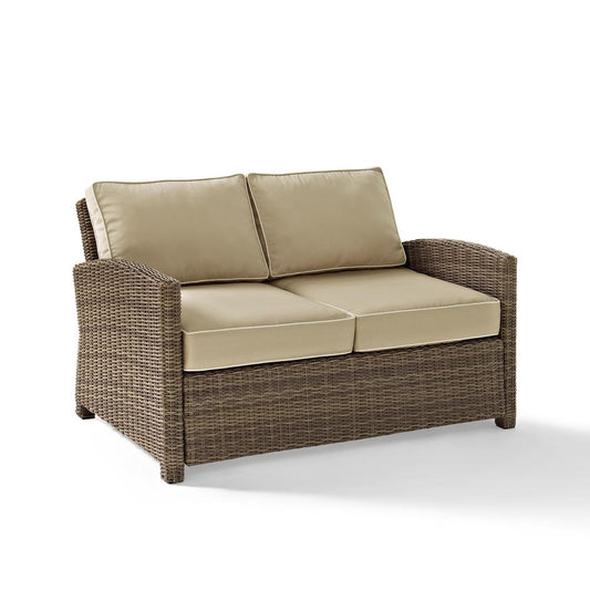 Bradenton Outdoor Wicker Loveseat Sand/Weathered Brown