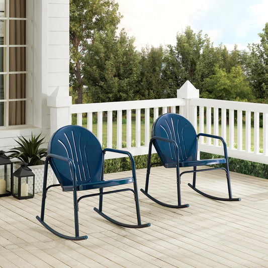 Griffith 2Pc Outdoor Metal Rocking Chair Set Navy Gloss - 2 Rocking Chairs