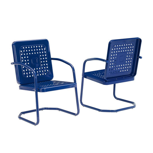 Bates 2Pc Outdoor Metal Armchair Set Navy - 2 Armchairs