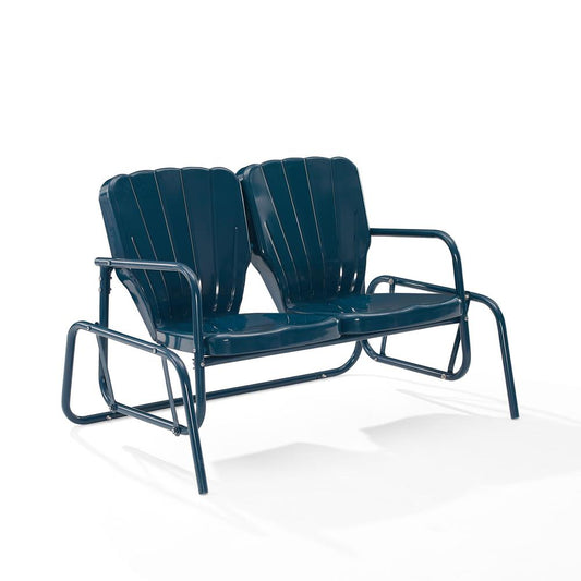 Ridgeland Outdoor Metal Loveseat Glider Navy Gloss