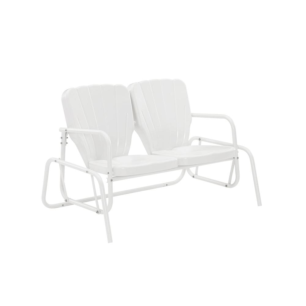 Ridgeland Outdoor Metal Loveseat Glider White Gloss