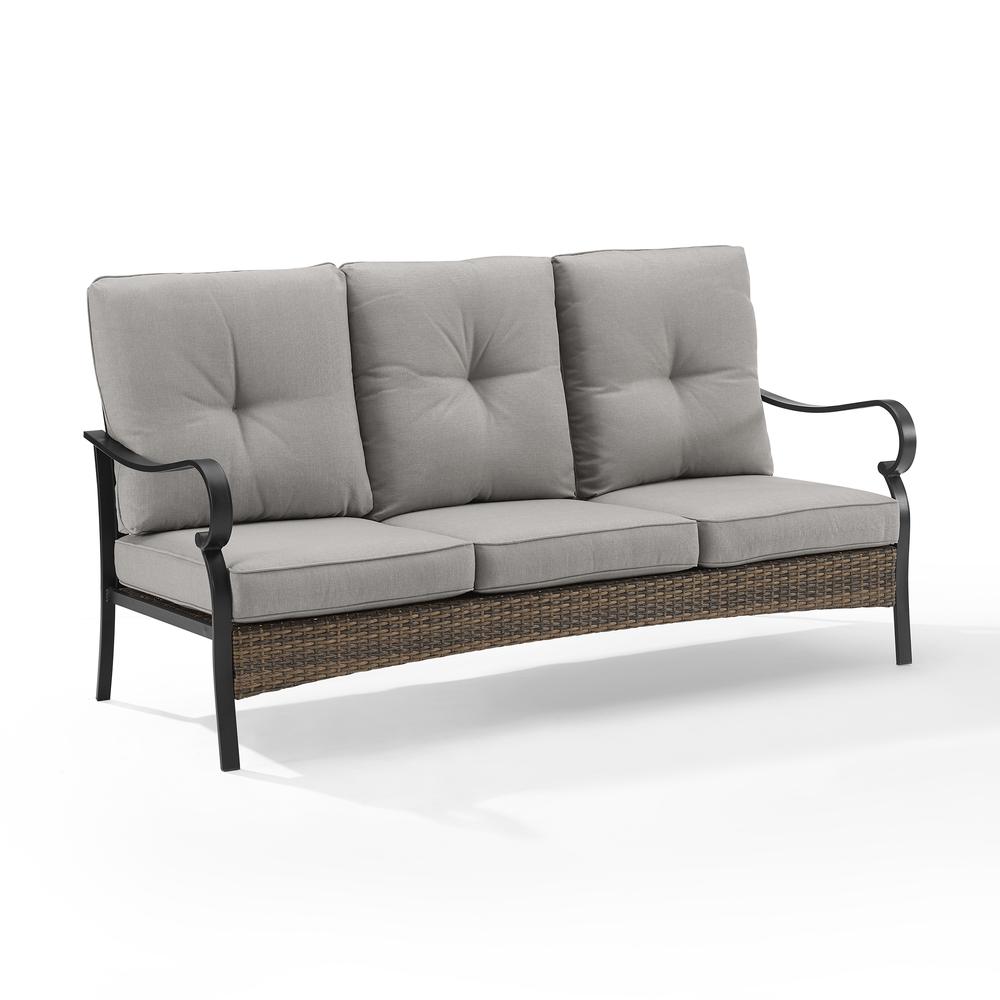 Dahlia Outdoor Metal And Wicker Sofa Taupe/Matte Black