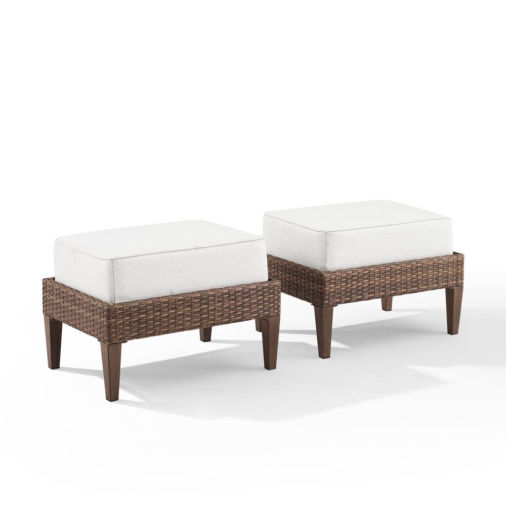 Capella 2Pc Outdoor Wicker Ottoman Set Creme/Brown - 2 Ottomans