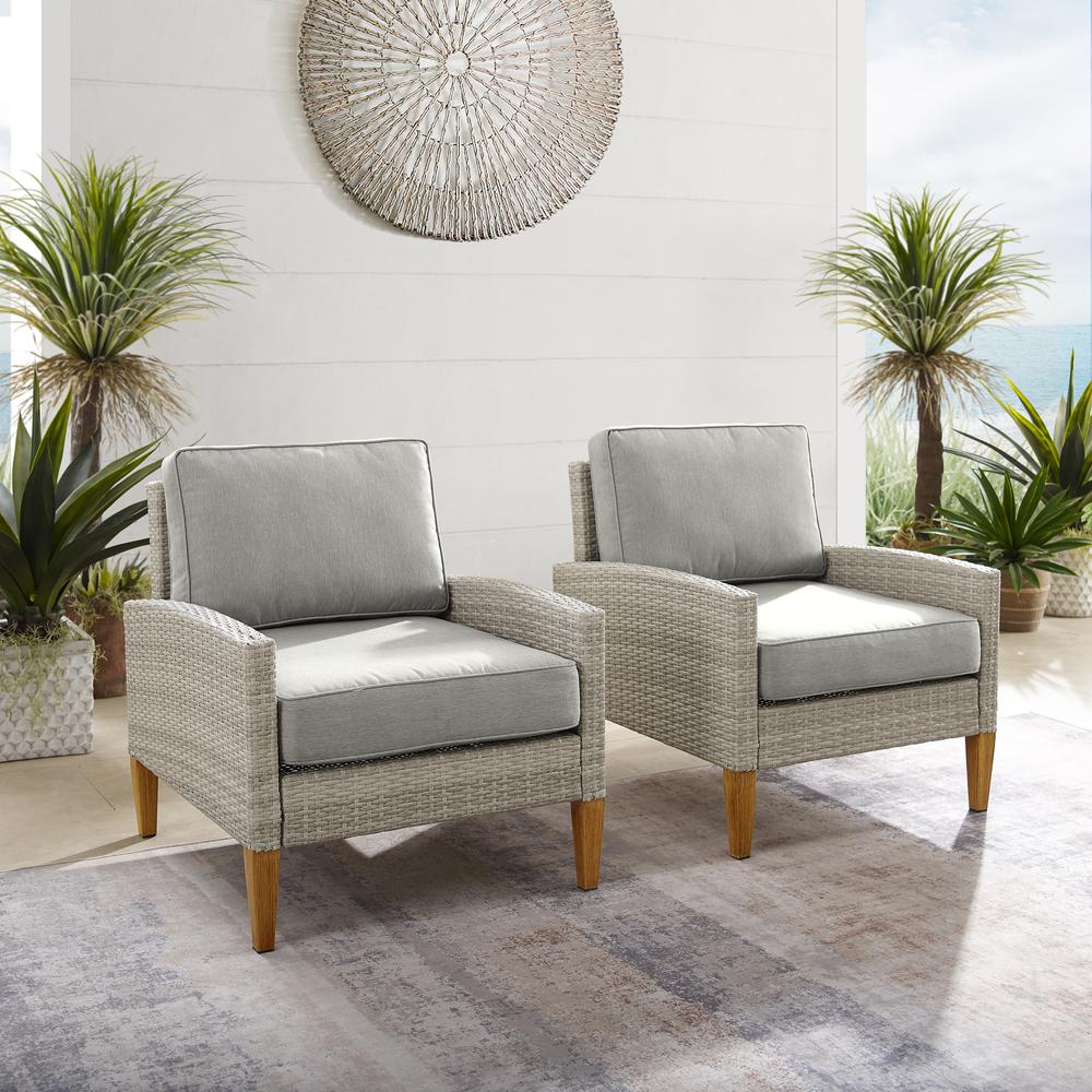 Capella Outdoor Wicker 2Pc Chair Set Gray/Acorn - 2 Armchairs