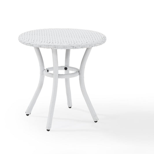 Palm Harbor Outdoor Wicker Round Side Table White