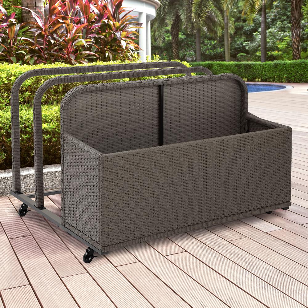 Palm Harbor Outdoor Wicker Pool Storage Caddy Weathered Gray