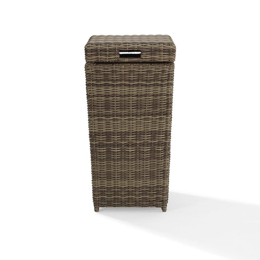 Bradenton Outdoor Wicker Trash Can Weathered Brown